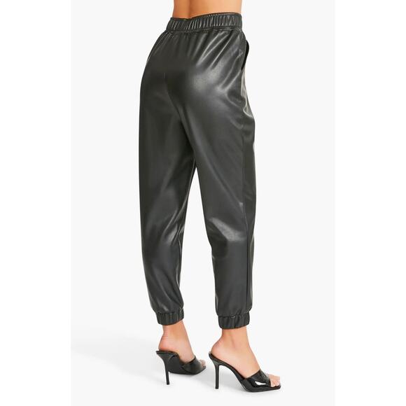STEVE MADDEN RUN THE WORLD JOGGERS IN BLACK faux leather size large - Picture 3 of 12